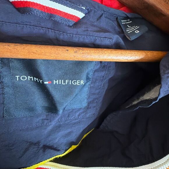 Tommy Hilfiger Colorblock Half-Zip Hooded Windbreaker Jacket Multicolor Large - Picture 11 of 12
